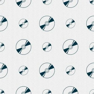 Cd, DVD, compact disk, blue ray icon sign. Seamless pattern with geometric te Stock Illustration