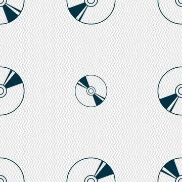 Cd, DVD, compact disk, blue ray icon sign. Seamless pattern with geometric te Stock Illustration
