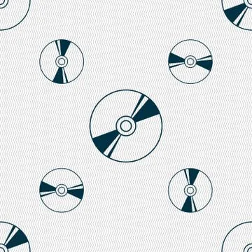 Cd, DVD, compact disk, blue ray icon sign. Seamless pattern with geometric te Stock Illustration