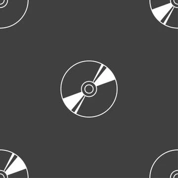 Cd, DVD, compact disk, blue ray icon sign. Seamless pattern on a gray backgro 库存插图