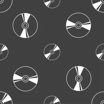 Cd, DVD, compact disk, blue ray icon sign. Seamless pattern on a gray backgro Stockillustratie