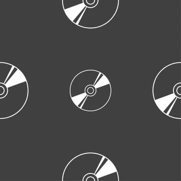 Cd, DVD, compact disk, blue ray icon sign. Seamless pattern on a gray backgro イラスト素材