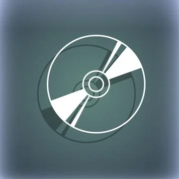 Cd, DVD, compact disk, blue ray icon symbol on the blue-green abstract backgroun Stock-Illustration