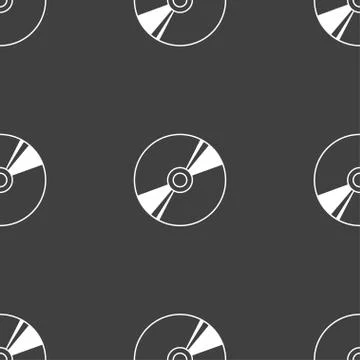 Cd, DVD, compact disk, blue ray icon sign. Seamless pattern on a gray background Stock Illustration