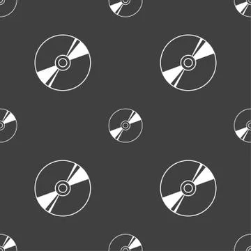 Cd, DVD, compact disk, blue ray icon sign. Seamless pattern on a gray background Stock Illustration