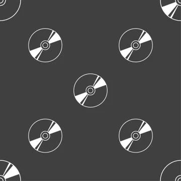 Cd, DVD, compact disk, blue ray icon sign. Seamless pattern on a gray background イラスト素材