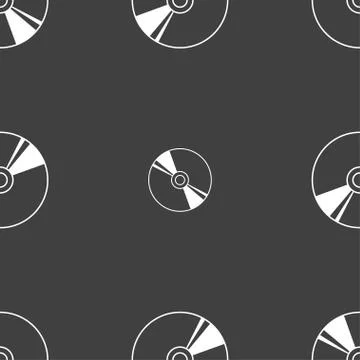 Cd, DVD, compact disk, blue ray icon sign. Seamless pattern on a gray background Stock Illustration