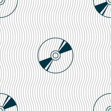 Cd, DVD, compact disk, blue ray icon sign. Seamless pattern with geometric textu Stock Illustration