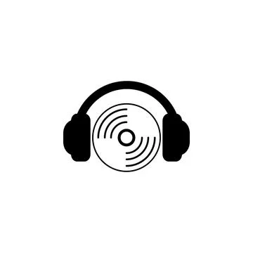 CD DVD with Headphones Flat Vector Icon イラスト素材