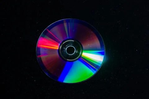 Cd dvd isolated on black, cd dvd background, disk in the dark Stock Photos