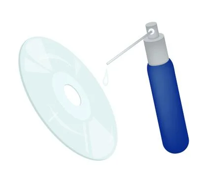 CD, DVD or Blu-Ray Disc with Cleaning Solution Stock Illustration