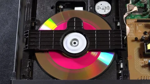CD-DVD player, view of the mechanics in operation, with various orientations Stock-Footage 292515747