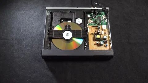 CD-DVD player, view of the mechanics in operation, with various orientations Stock Footage 292515750