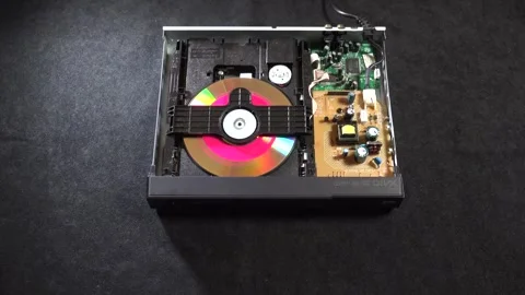 CD-DVD player, view of the mechanics in operation, with various orientations Stock Footage 292516207