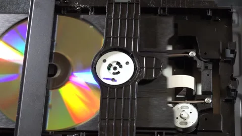 CD-DVD player, view of the mechanics in operation, with various orientations Stock Footage 292520529