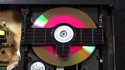 CD-DVD player, view of the mechanics in operation, with various orientations Stock Footage 292520717
