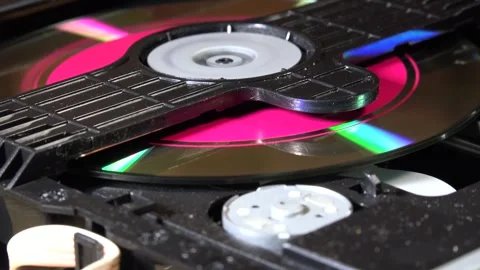 CD-DVD player, view of the mechanics in operation, with various orientations Stock Footage 292521305