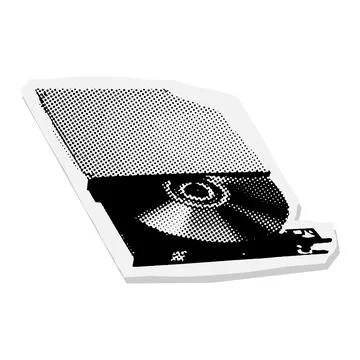 CD with halftone dots print texture. Macro offset newspaper style symbol. Vector Illustrazione stock