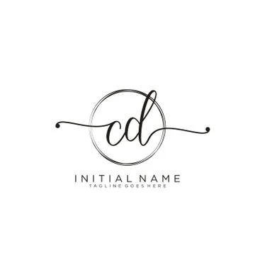 CD Initial handwriting logo with circle template vector Stock Illustration