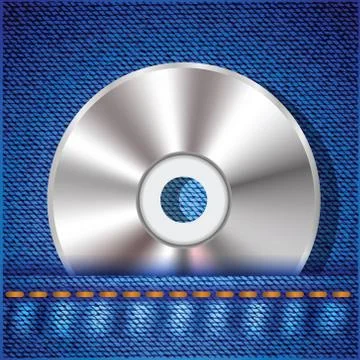 Cd on a jeans background Stock Illustration