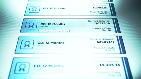 A CD Ladder on Generic Banking Software - Ominous Lighting Stock Footage 319596237