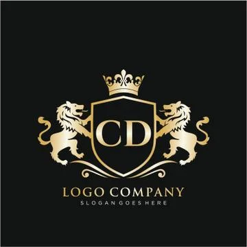 CD Letter Initial with Lion Royal Logo Template. Stock Illustration