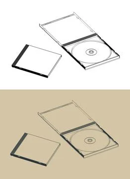 CD or DVD cases open and closed Stock Illustration