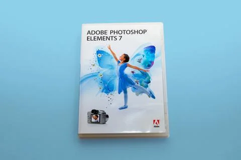 CD package case for Adobe Photoshop Elements 7 Foto stock