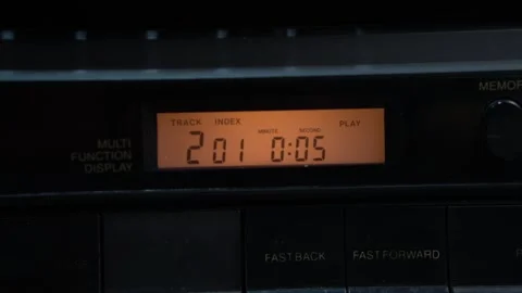 CD Player Counter Display Screen, Playing Second Song on Compact Disc Album Stock Footage 325163105