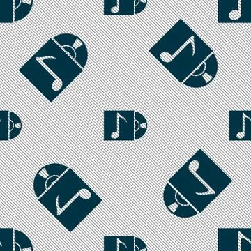 Cd player icon sign. Seamless pattern with geometric texture. Vector Stock Illustration