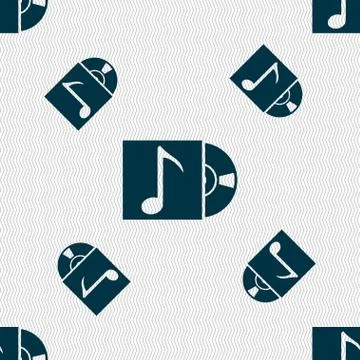 Cd player icon sign. Seamless pattern with geometric texture. Vector Stockillustratie