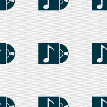 Cd player icon sign. Seamless abstract background with geometric shapes. Stock Illustration