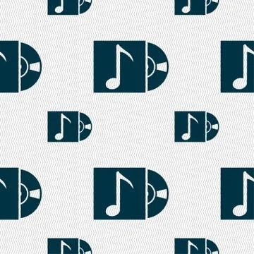 Cd player icon sign. Seamless pattern with geometric texture. Illustrazione stock