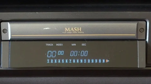 Cd Player power on Insert Disc Close Tray and play Technics SL-PG 5 Stock Footage 124414610