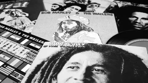 CD of the reggae legend BOB MARLEY. Also very active politically, he cleared  Stock Footage 219953176
