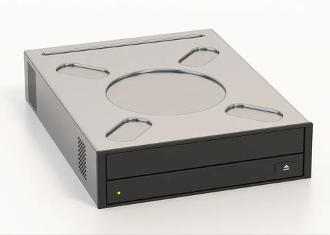 CD ROM player isolated on white background. 3D illustration Ilustração Stock