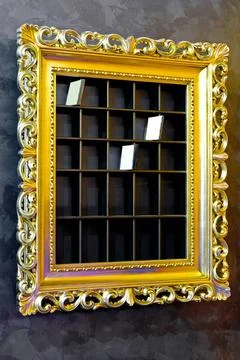 CD shelf Interesting wall CD shelf with fancy frame Copyright: xZoonar.com... Stock Photos