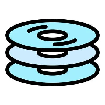 Cd stack icon color outline vector 스톡 일러스트