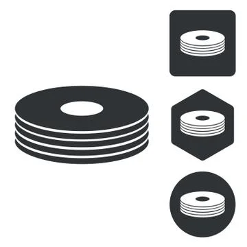 CD stack icon set, monochrome 스톡 일러스트