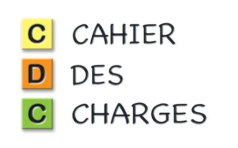 CDC initials in colored 3d cubes with meaning in french language Stock Illustration