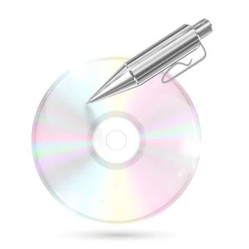 CD/DVD with pen on white background, vector illustration Stock-Illustration
