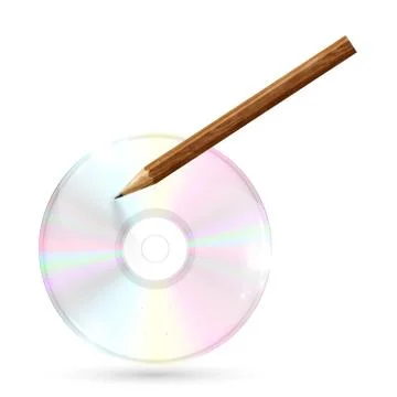 CD/DVD with pencil on white background, vector illustration Stock-Illustration