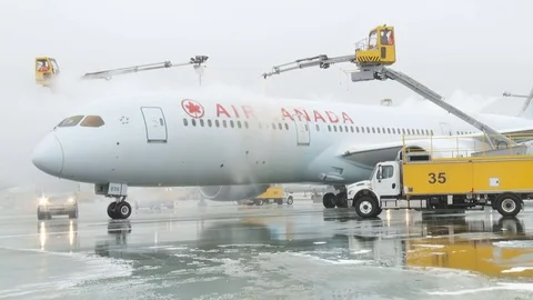CDF 15 Air Canada Boeing 787 Dreamliner Type I Deice Stock Footage 77105815