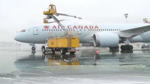 CDF 15 Air Canada Boeing 787 Dreamliner Type I Deice MS Stock Footage 77107427