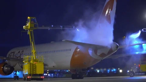 CDF 15 Rouge Boeing 767 Early Morning Dusting Tail Stock Footage 76914015