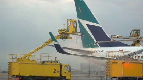 CDF 15 West Jet Boeing 737 Early Morning Type I Spray Pan Right CU Stock Footage 76914869