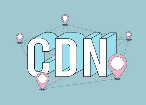 CDN Content delivery network modern flat thin line illustration with isometric Illustrazione stock