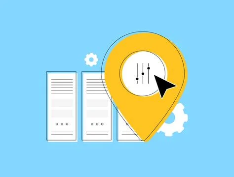 CDN content distribution network and high-speed server setup for fast content Stock Illustration