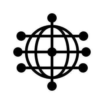Cdn, global, network icon. Black vector graphics. Stock Illustration