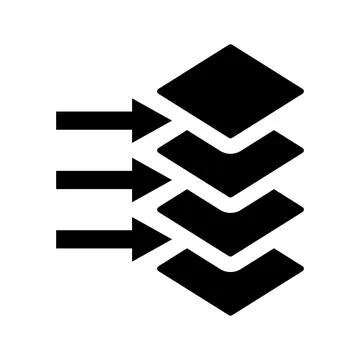 Cdn, layers, big data icon. Black vector graphics. Stock Illustration